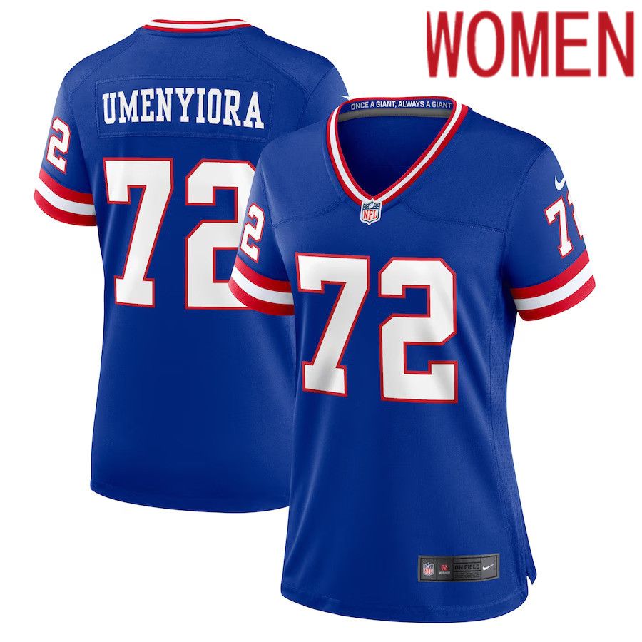 Women New York Giants #72 Osi Umenyiora Nike Royal Classic Retired Player Game NFL Jersey